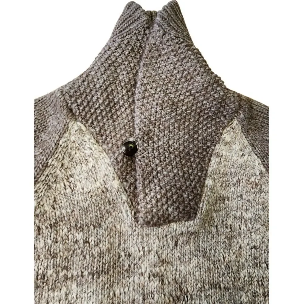 J. Crew Wool Alpaca Shawl Collar Marled Gray Brown Knit Sweater Men Size Medium